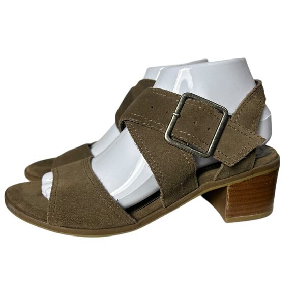 Steve Madden Roseanna Taupe Brown Suede Block Heel Sandals Size 8 - Picture 5 of 8
